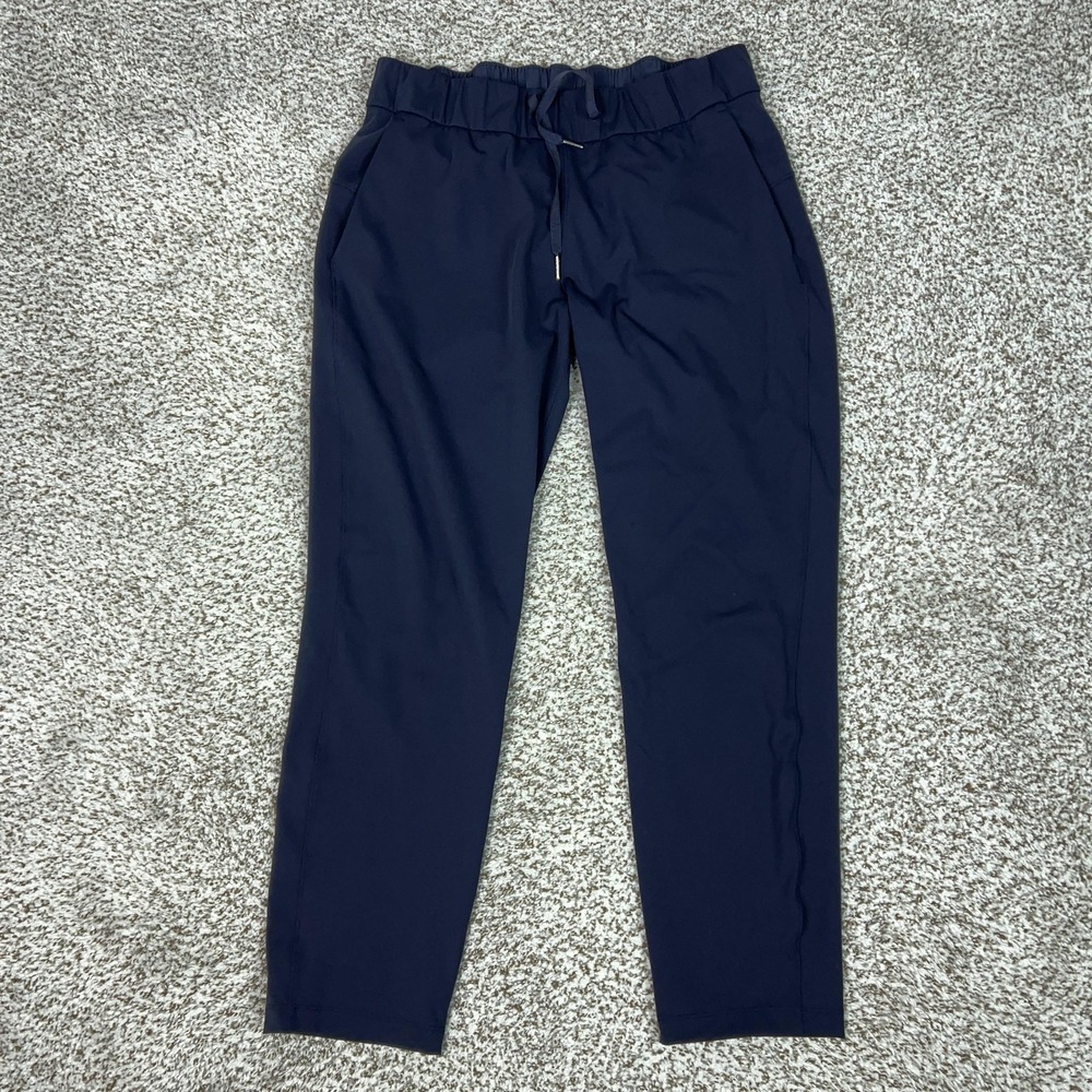 Lululemon Pants Womens 8 Blue Woven On The Fly Jogger Elastic Waist Pockets Gym
